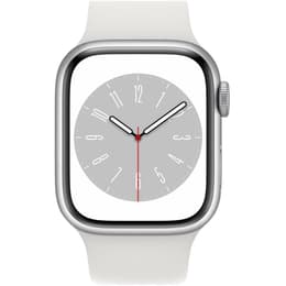 Apple Watch Series 8 (2022) GPS + Cellular 41 mm - Αλουμίνιο Ασημί - Sport band Άσπρο