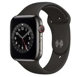 Apple Watch (Series 6) 2020 GPS + Cellular 44mm - Ανοξείδωτο ατσάλι Graphite - Sport band Μαύρο