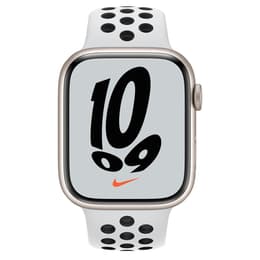 Apple Watch (Series 7) 2021 GPS 45mm - Αλουμίνιο Starlight - Nike Sport band Άσπρο/Μαύρο