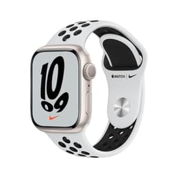 Apple Watch (Series 7) 2021 GPS 45mm - Αλουμίνιο Starlight - Nike Sport band Άσπρο/Μαύρο
