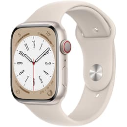 Apple Watch (Series 8) 2022 GPS + Cellular 45mm - Αλουμίνιο Starlight - Sport band Αστροφεγγιά