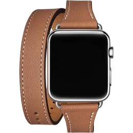 Apple Watch (Series 1) 2015 GPS 42mm - Ανοξείδωτο ατσάλι Χρυσό - Leather Link Καφέ