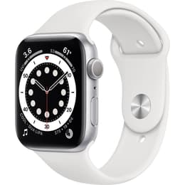 Apple Watch (Series 6) 2020 GPS 44mm - Ανοξείδωτο ατσάλι Ασημί - Sport band Άσπρο
