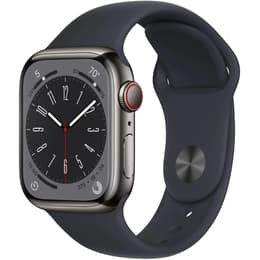 Apple Watch (Series 8) 2022 GPS + Cellular 41mm - Ανοξείδωτο ατσάλι Γκρι - Sport band Γκρι