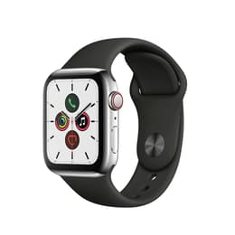 Apple Watch Series 5 (2019) GPS + Cellular 44 mm - Ανοξείδωτο ατσάλι Ασημί - Sport band Μαύρο