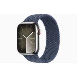 Apple Watch (Series 8) 2022 GPS + Cellular 45mm - Ανοξείδωτο ατσάλι Γκρι - Braided Solo loop Μπλε
