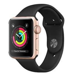 Apple Watch (Series 3) 2017 GPS + Cellular 42mm - Αλουμίνιο Χρυσό - Sport band Μαύρο