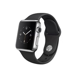 Apple Watch (Series 2) 2016 GPS 42mm - Ανοξείδωτο ατσάλι Ασημί - Sport band Μαύρο