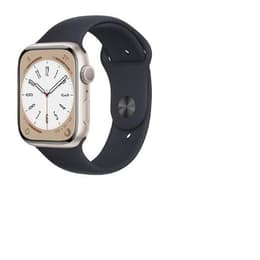 Apple Watch (Series 8) 2022 GPS 45mm - Αλουμίνιο Starlight - Sport band Μαύρο