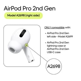 Apple Δεξιού ακουστικού (Lightning MagSafe) - AirPods Pro 2η γενιά (2022) - Άσπρο (A2698)