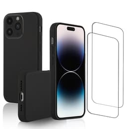 Προστατευτικό iPhone 14 Pro Max 2 οθόνης - Σιλικόνη - Μαύρο