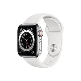 Apple Watch (Series 6) 2020 GPS 40mm - Ανοξείδωτο ατσάλι Ασημί - Sport band Άσπρο