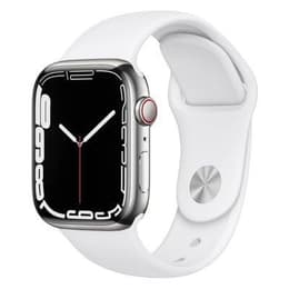 Apple Watch Series 7 (2021) GPS + Cellular 41 mm - Ανοξείδωτο ατσάλι Ασημί - Sport band Άσπρο