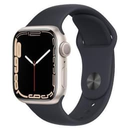 Apple Watch (Series 7) 2021 GPS 41mm - Αλουμίνιο Starlight - Sport band Μαύρο