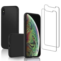 Προστατευτικό iPhone XS Max 2 οθόνης - Σιλικόνη - Μαύρο