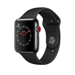 Apple Watch (Series 3) Σεπτέμβριος 2017 42mm - Ανοξείδωτο ατσάλι Γκρι σίδερο - Αθλητισμός Μαύρο