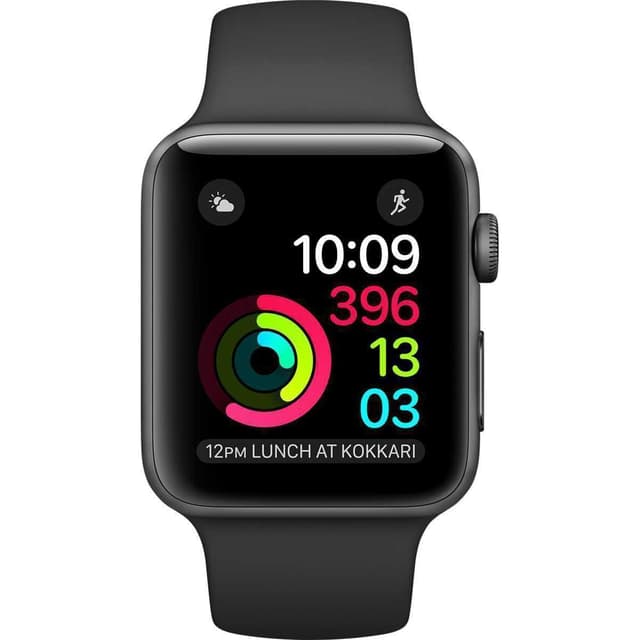 Apple Watch (Series 2) 2016 42mm - Αλουμίνιο Γκρι σίδερο - Αθλητισμός Μαύρο