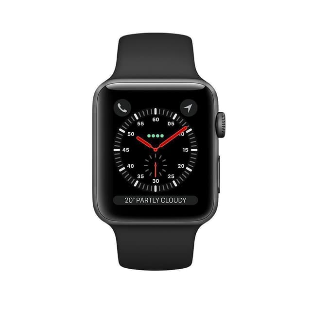 Apple Watch (Series 3) GPS 42mm - Αλουμίνιο Μαύρο - Αθλητικό λουράκι Μαύρο
