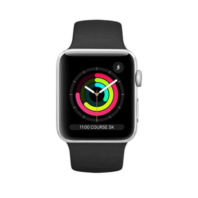Apple Watch (Series 3) 2017 42mm - Αλουμίνιο Ασημί - Αθλητικό λουράκι Μαύρο